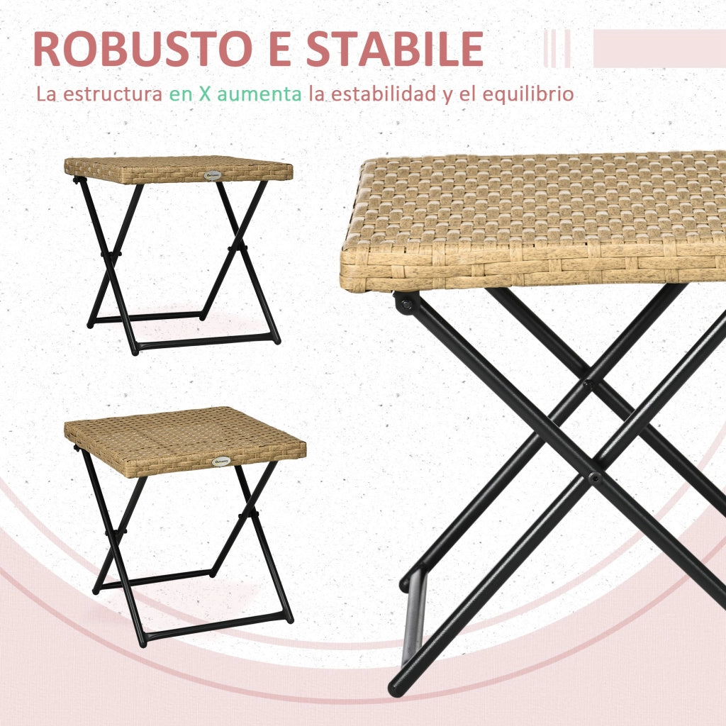 Tavolino da esterno in rattan pieghevole ¨C zephmum ¨C 40x40x40 cm natural