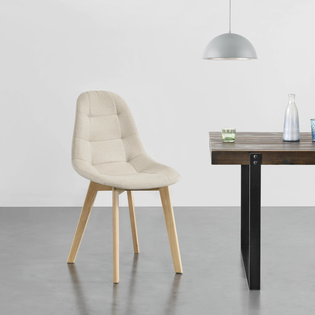 Set Kopparberg di 2 Sedie Rivestite per Sala da Pranzo - Beige [en.casa]