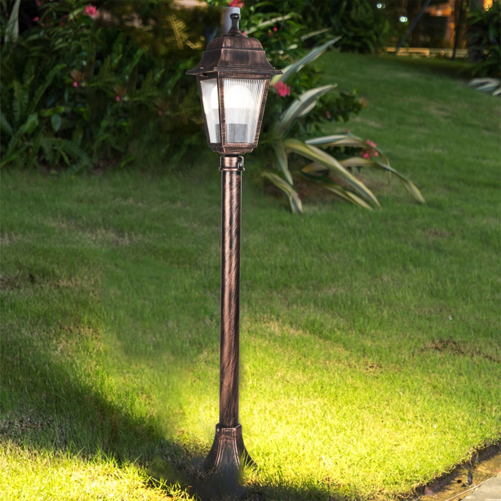 Lampada a Stelo per Esterno 'Keighley' Lampada da Terra con Lanterna a Protezione IP44 - Rame Smerigliato  [lux.pro]
