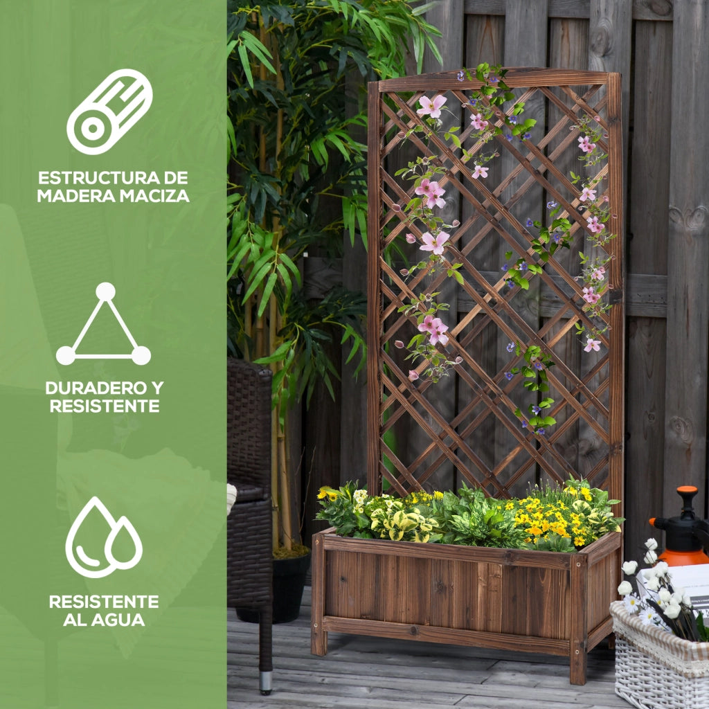 Jardinera con Celos¨ªa di Legno per Piante Rampicanti ¨C Zephmum ¨C 60x30x122,5 cm Marrone