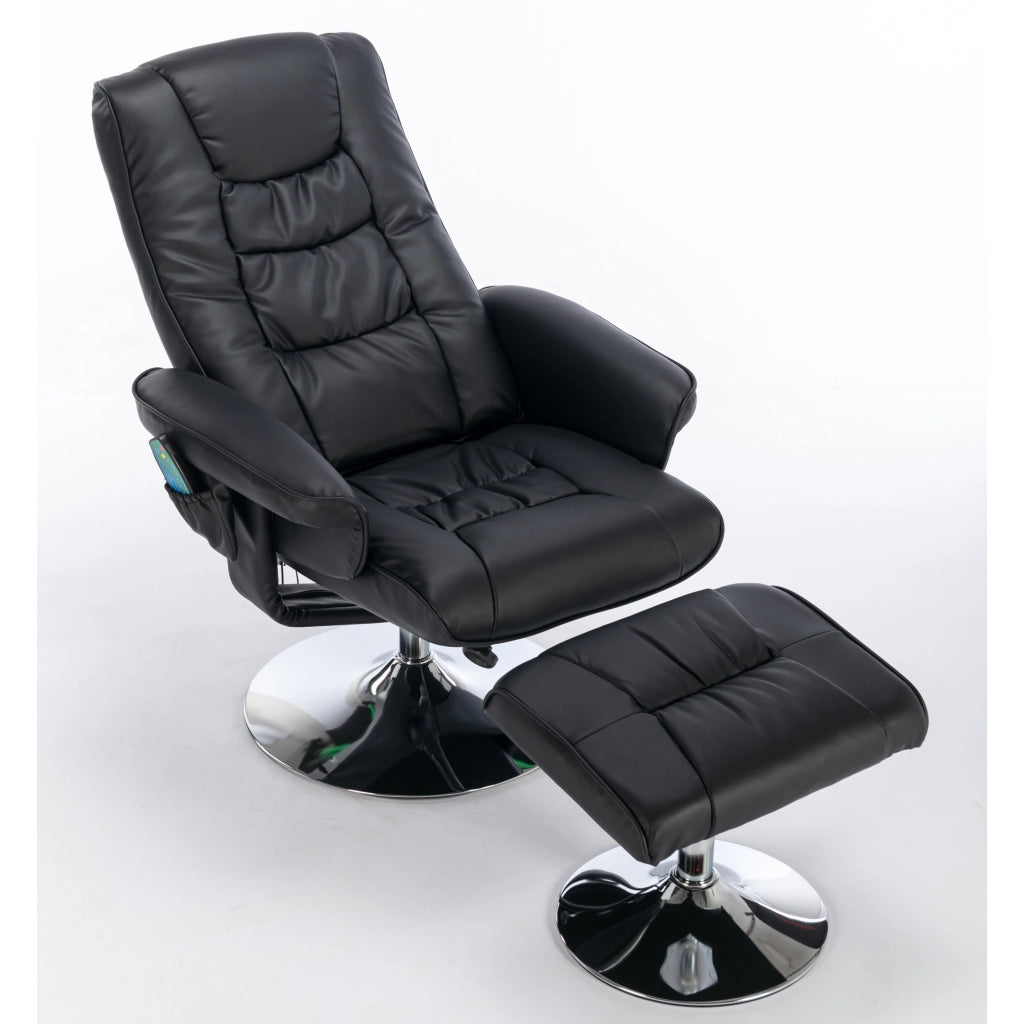 Poltrona Massaggiante con Poggiapiedi ¨C MINIMAL ¨C Similpelle Nera, Relax Soggiorno