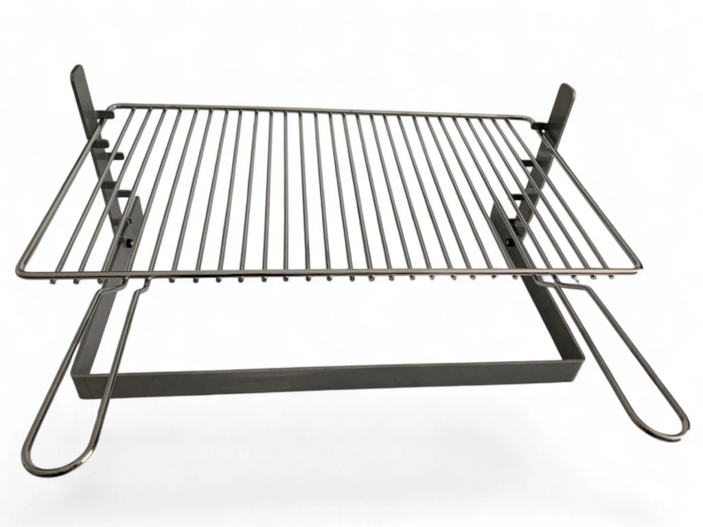 Griglia per Barbecue e Camino in Acciaio Cromato, Regolabile in Altezza, Struttura in Ferro, per Carne Pesce e Verdure 50x36cm