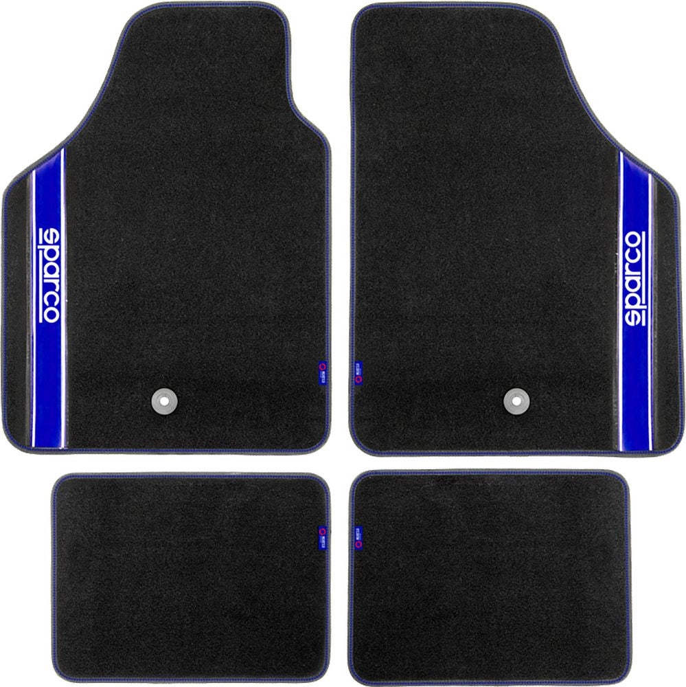 Set completo 03763 tappetini universali moquette auto blu quattro pezzi