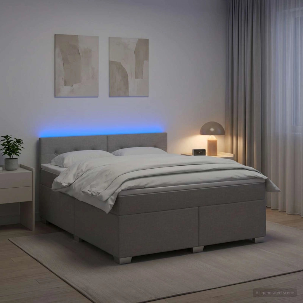 Letto con Box Spring, Materasso e LED Grigio Chiaro Tessuto 3451959