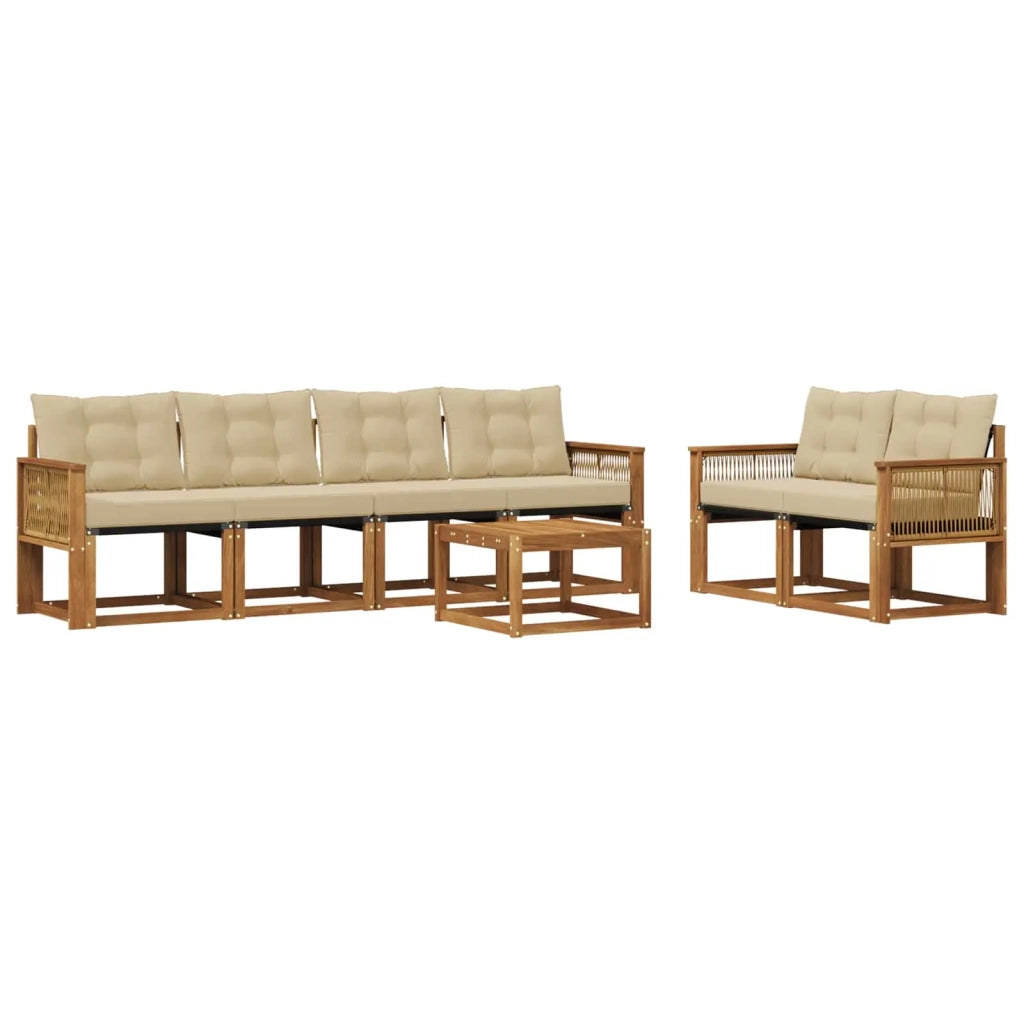 Set di divani da esterno 7 pz Naturale e Beige 3381797