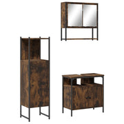 Set Mobili da Bagno | Armadio da bagno 3 pz Rovere Fumo in Legno Multistrato