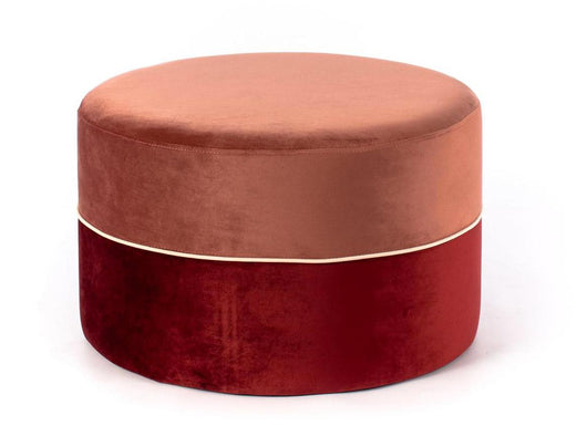 Pouf in Tessuto Vellutato Ø62 cm Rosa Antico e Bordeaux