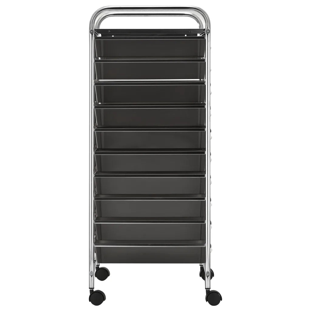 Carrello Portaoggetti XXL con 15 Cassetti Nero in Plastica