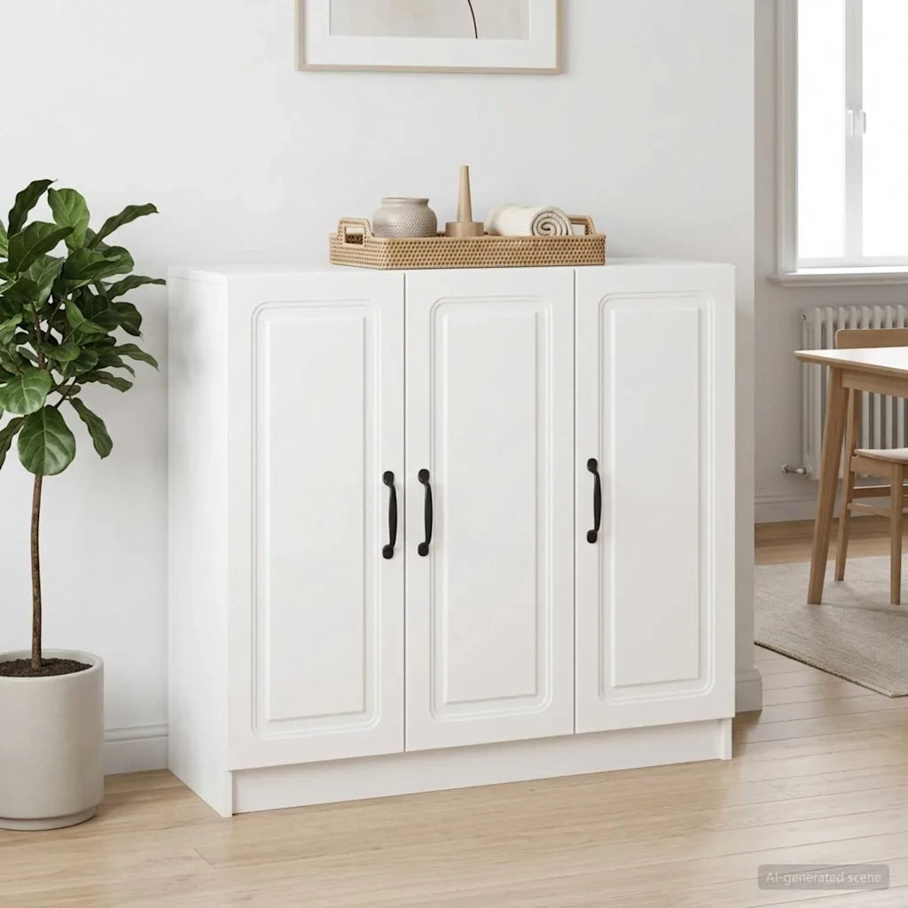 Credenza Bianco Lucido 89 x 34,5 x 77 cm Legno ingegnerizzato 895799