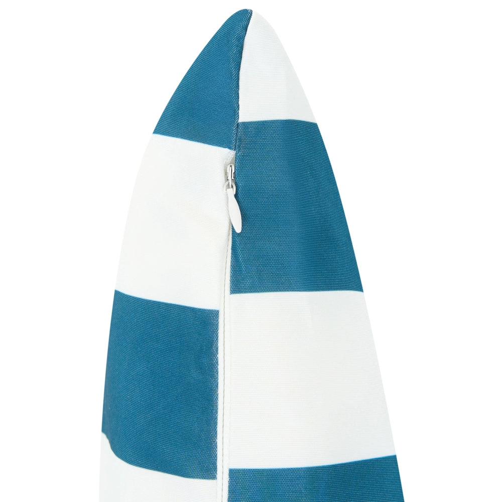 Set di 3 Cuscini Decorativi da Esterno Bianco e Blu in Poliestere per Giardino