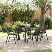 Set da Pranzo Giardino 5 Pezzi vitaXL Nero Rattan Polimerico