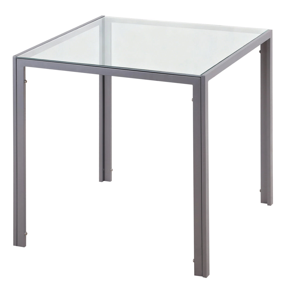 Tavolo da Pranzo Quadrato in Vetro per 4 Persone ¨C zephmum ¨C Grigio 75x75x75 cm