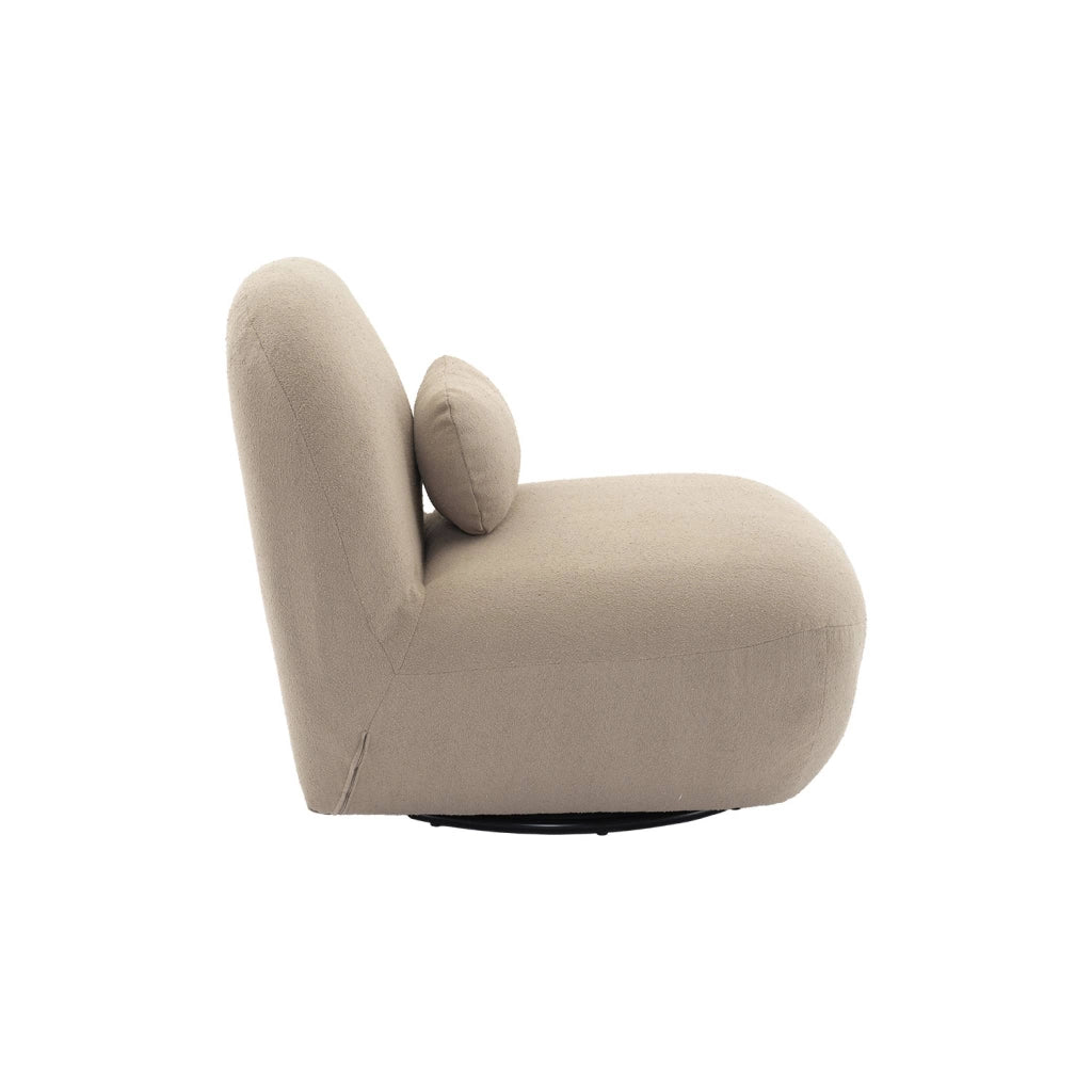 Poltrona girevole 360° bouclé, beige