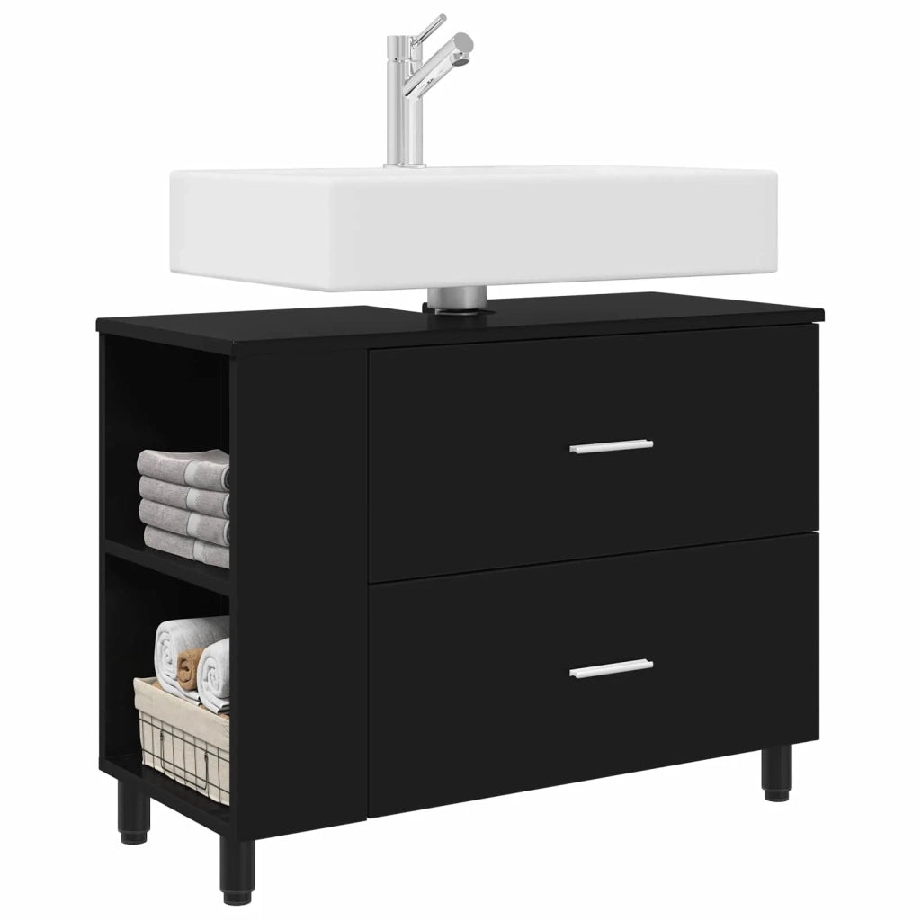 Mobiletto da bagno Nero 80 x 35 x 60 cm Legno ingegnerizzato 889386