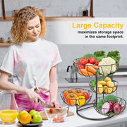 Fruitiera con 4 livelli, ciotola metallica per frutta sul piano di lavoro, cucina, fruitiera rimovibile, 4 livelli, fruitiera, deposito verdure per pane, snack, verdure (marrone)