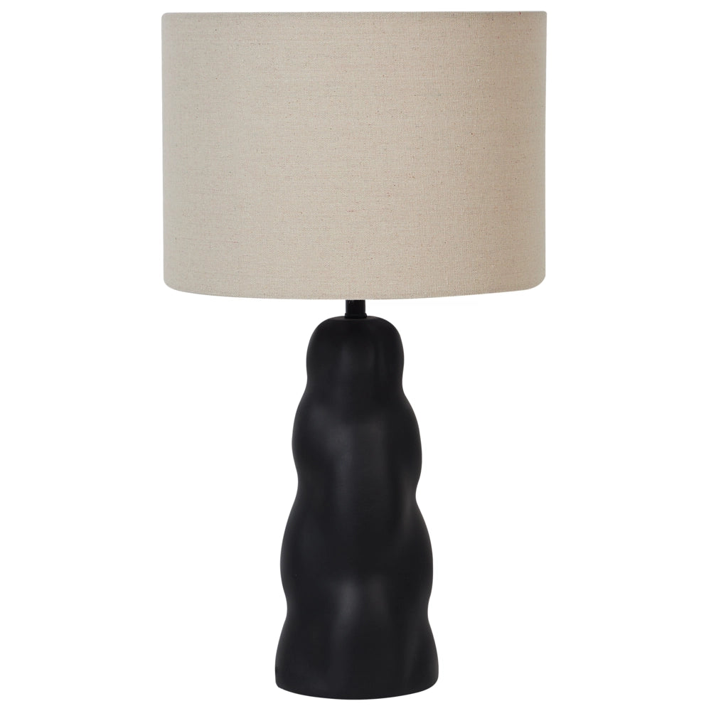 Lampada da comodino in ceramica con paralume a tamburo beige Nero stile moderno e minimalista