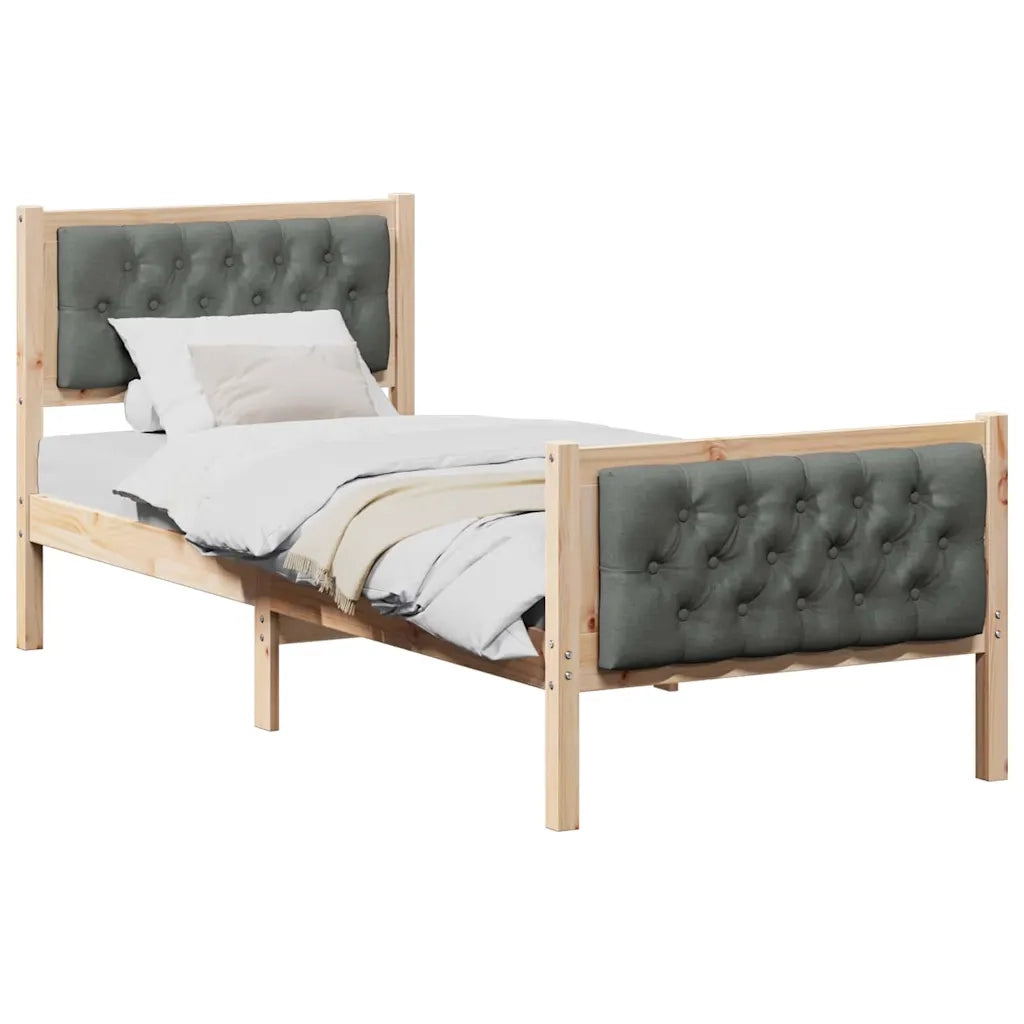 Struttura del letto Grigio scuro 75 x 190 cm Pino massello