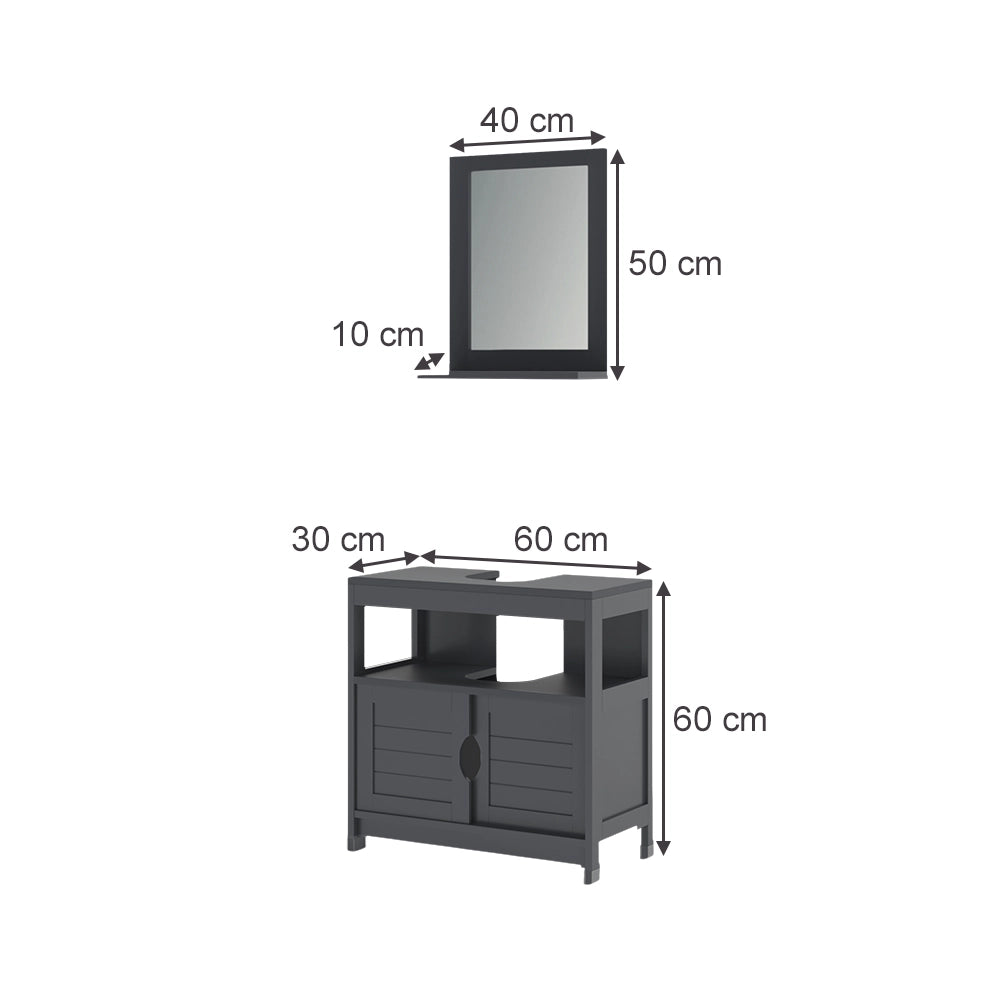 Vicco Set di mobili da bagno Grigio 2 parti