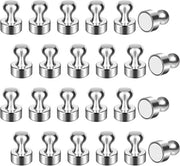 Magnetismo per Frigorifero da 24 pezzi - Magnete di Neodymium Forti - Magnete per Whiteboard - Magnete per Tavola di Note - Magnete per Ufficio - Magnete a Sfera Argentata