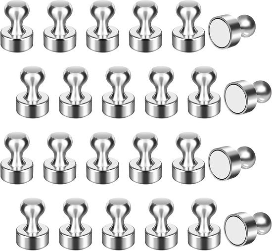 Magnetismo per Frigorifero da 24 pezzi - Magnete di Neodymium Forti - Magnete per Whiteboard - Magnete per Tavola di Note - Magnete per Ufficio - Magnete a Sfera Argentata