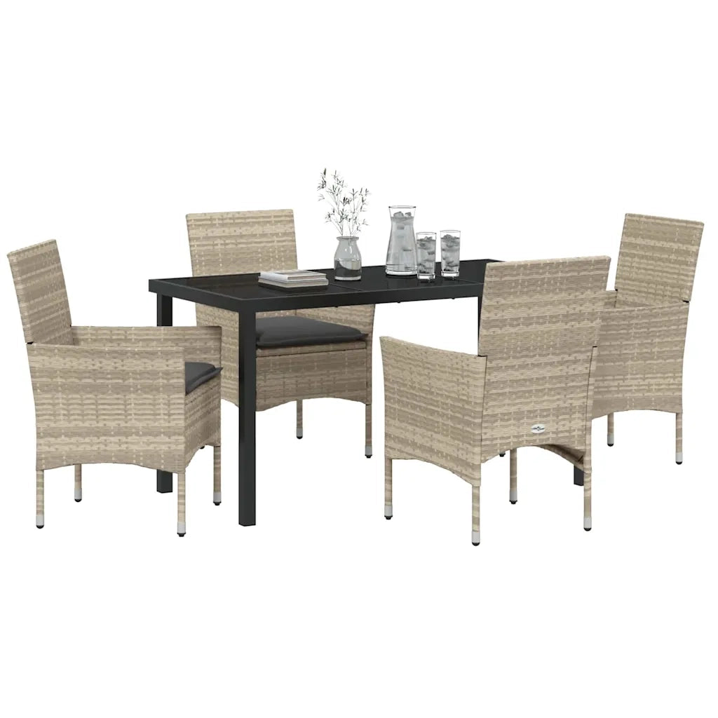 Set da Pranzo per Giardino 5 pcs Grigio chiaro polyrattan