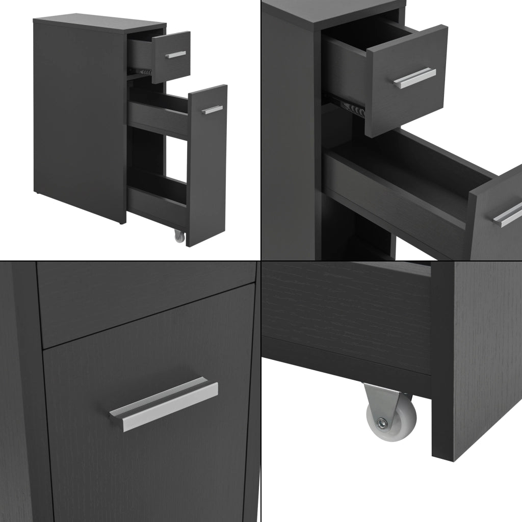 Mobile da Bagno Kauhajoki Salvaspazio con 2 Cassetti 61 x 20 x 45 cm - Grigio Scuro [en.casa]