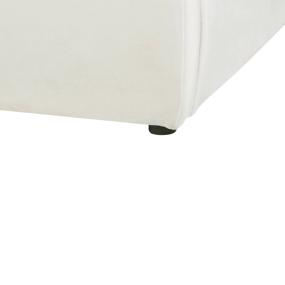 Letto matrimoniale velluto bianco sporco 160 x 200 cm testata imbottita