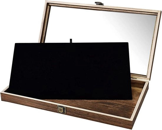 Vetrina in Legno con Vetro Sospeso - Coperchio Elevato - Colore Moka