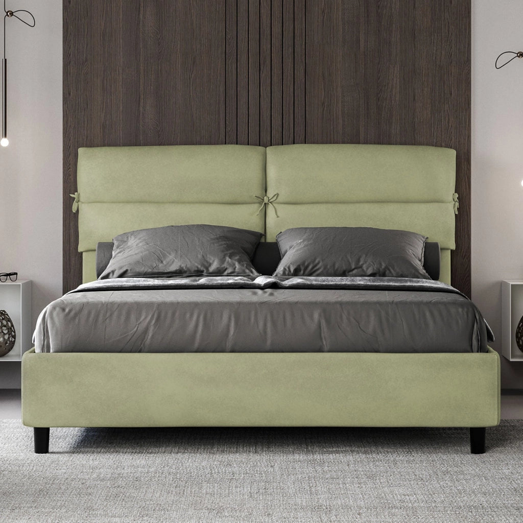Letto Matrimoniale 160x210 cm con Rete e Contenitore Nandy Tè verde