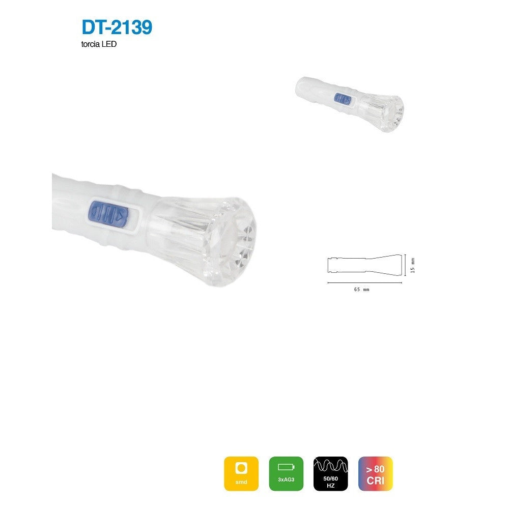 Trade Shop - Set 4 Pezzi Mini Torcia Led Portachiavi Tascabile Resistente Portatile Dt-2139 -