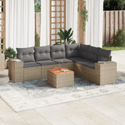 Set Divani da Giardino 7 pz con Cuscini Beige in Polyrattancod mxl 117156