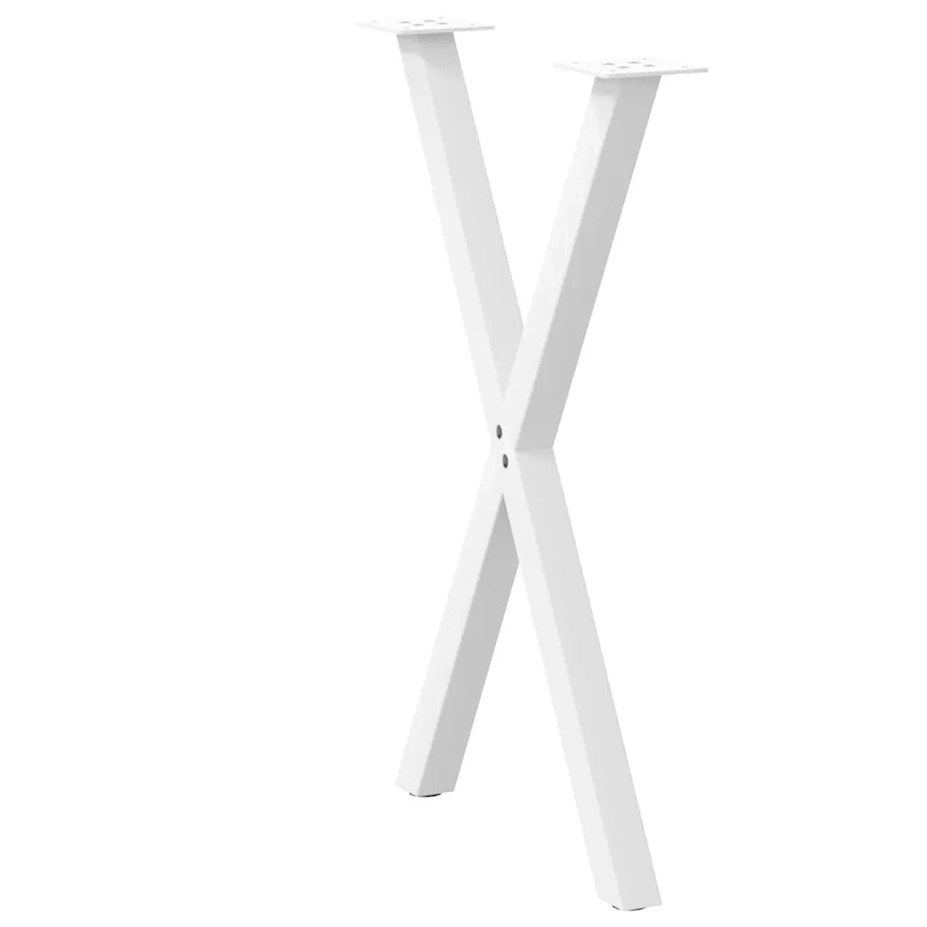Gambe per tavolo da pranzo a forma di X 2 pz bianche 50x(72-73) cm in acciaio 4012909