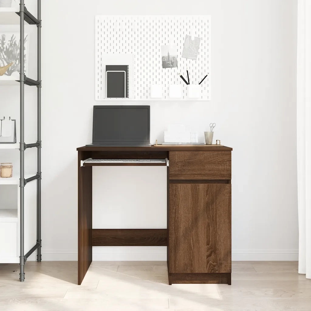 Scrivania Rovere Marrone 86x49x76 cm in Legno Multistrato 861829