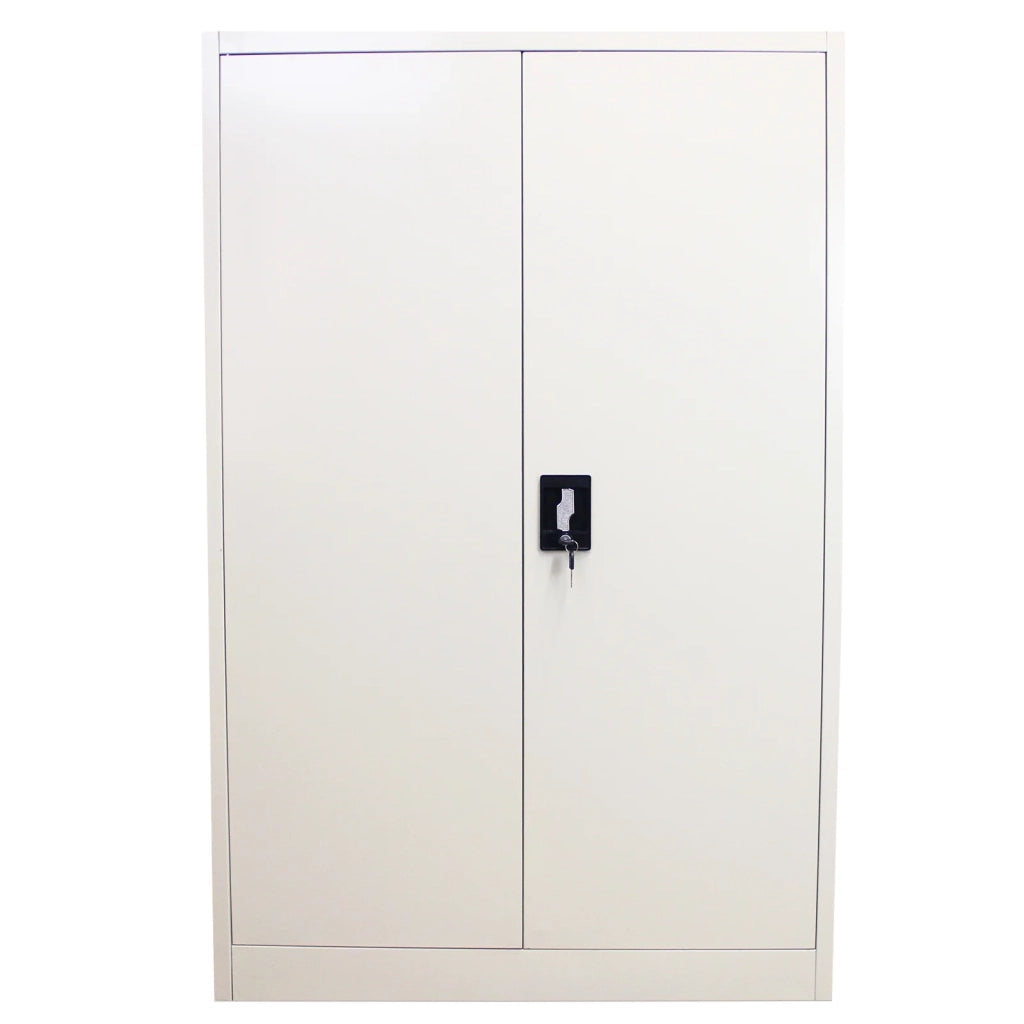 Armadietto Grigio Chiaro Alto 140cm in Acciaio per Casa e Ufficio con 3 Ripiani