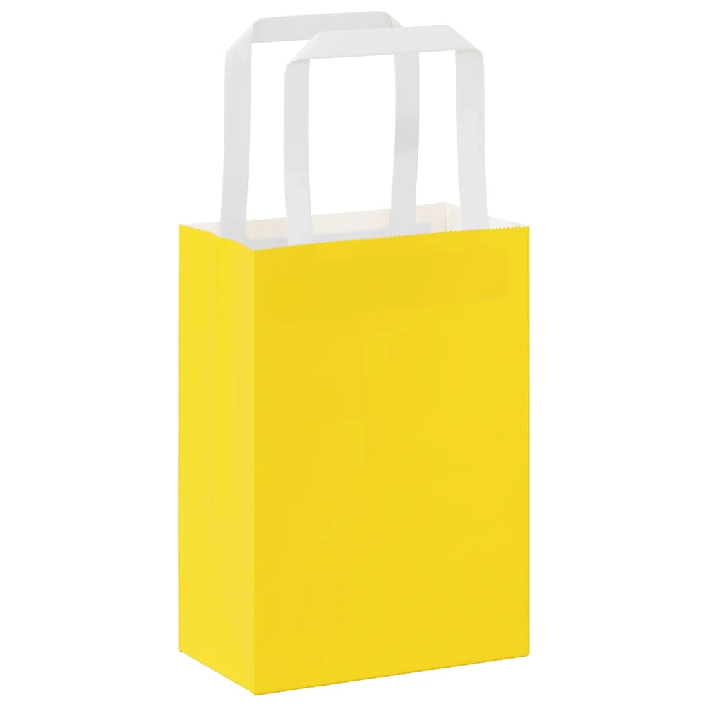 Sacchetti di Carta 250 pz con Manici Gialli 15x8x21 cm 4102005
