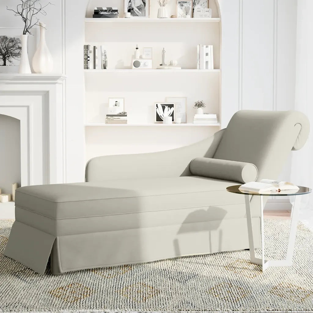 vidaXL Sdraio con Capezzale e Bracciolo Destro in Velluto Crema