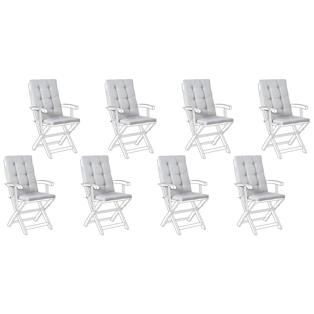 Set di 8 cuscini per sedile/schienale per sedie da esterno con lacci grigio melange giardino esterno
