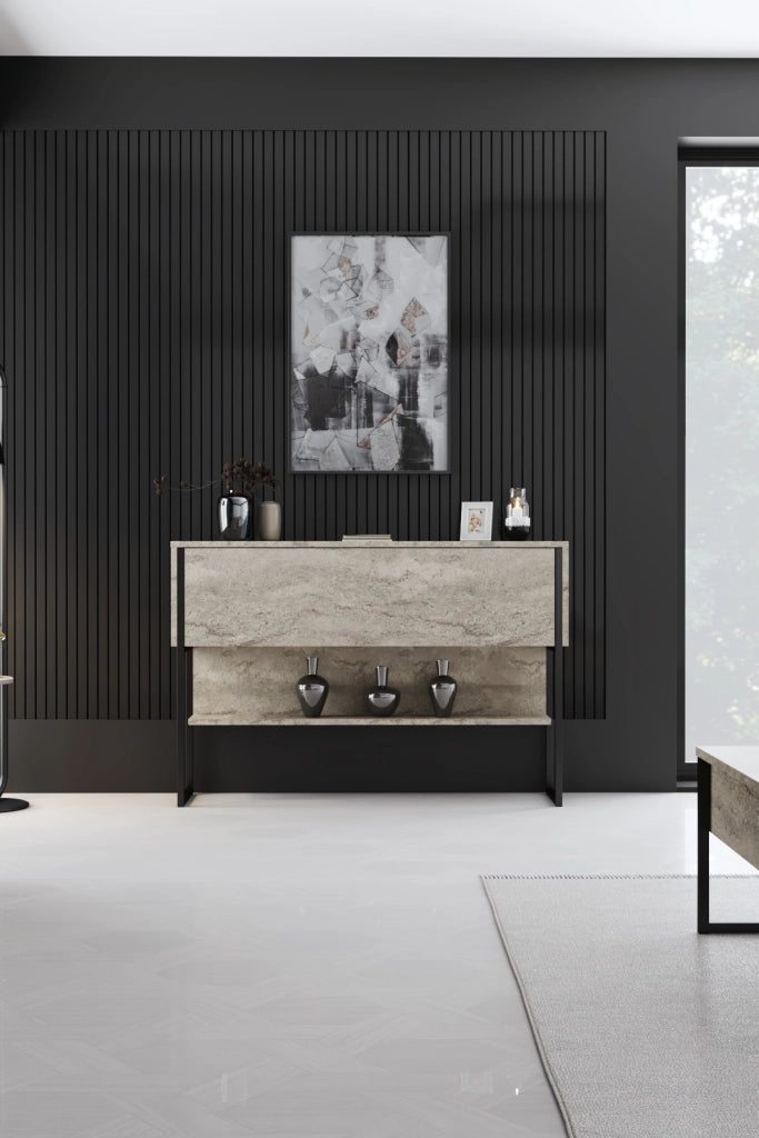 Consolle in legno "Luxe" - 120 x 30 x 80 cm - Travertino nero