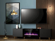 MOBILE TV CON CAMINETTO ELETTRICO INCORPORATO PAFOS cm180x40x49 NERO OPACO