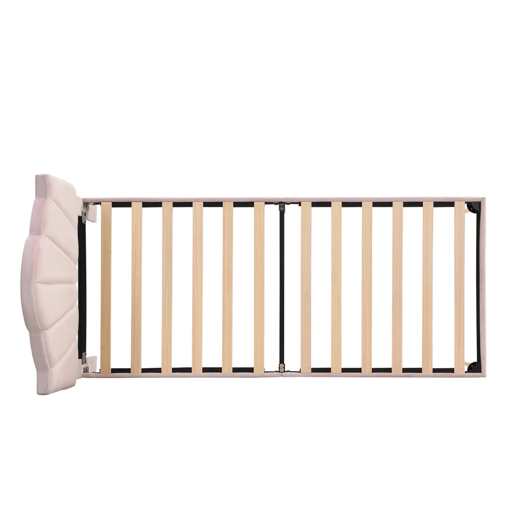 DESMIU Lit 90 × 200 cm 1 posto con testiera regolabile, senza materasso, in velluto, rosa