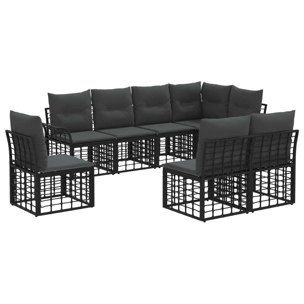 Set di divani da esterno 8 pcs Nero e Grigio scuro Poliestere 3437699