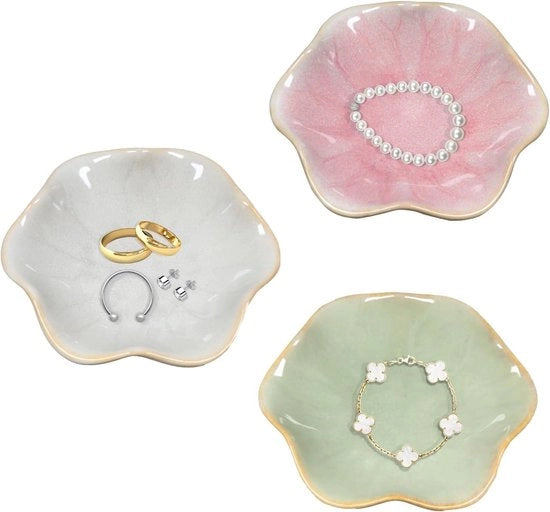 Decorazione da tavolo in ceramica a tre pezzi - Scatola di conservazione e display decorativa - Scatola da donna per regalo - Ideale per la doccia di nozze (Rosso + Verde + Grigio)