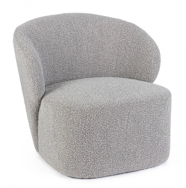 Poltrona Soggiorno 79,5x75,5x72 cm Babila in Bouclè Grigio