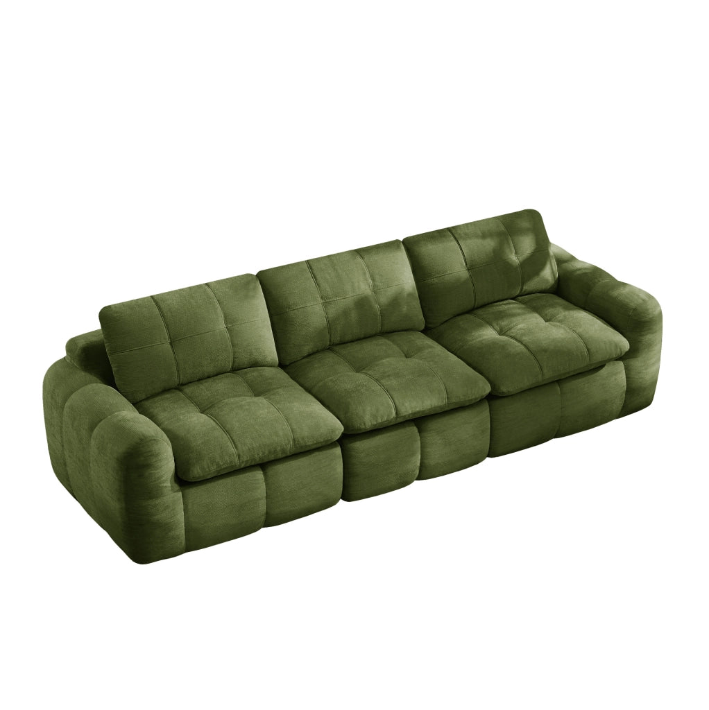 Divano modulare 3 posti senza telaio 264x97x68 cm in chenille verde