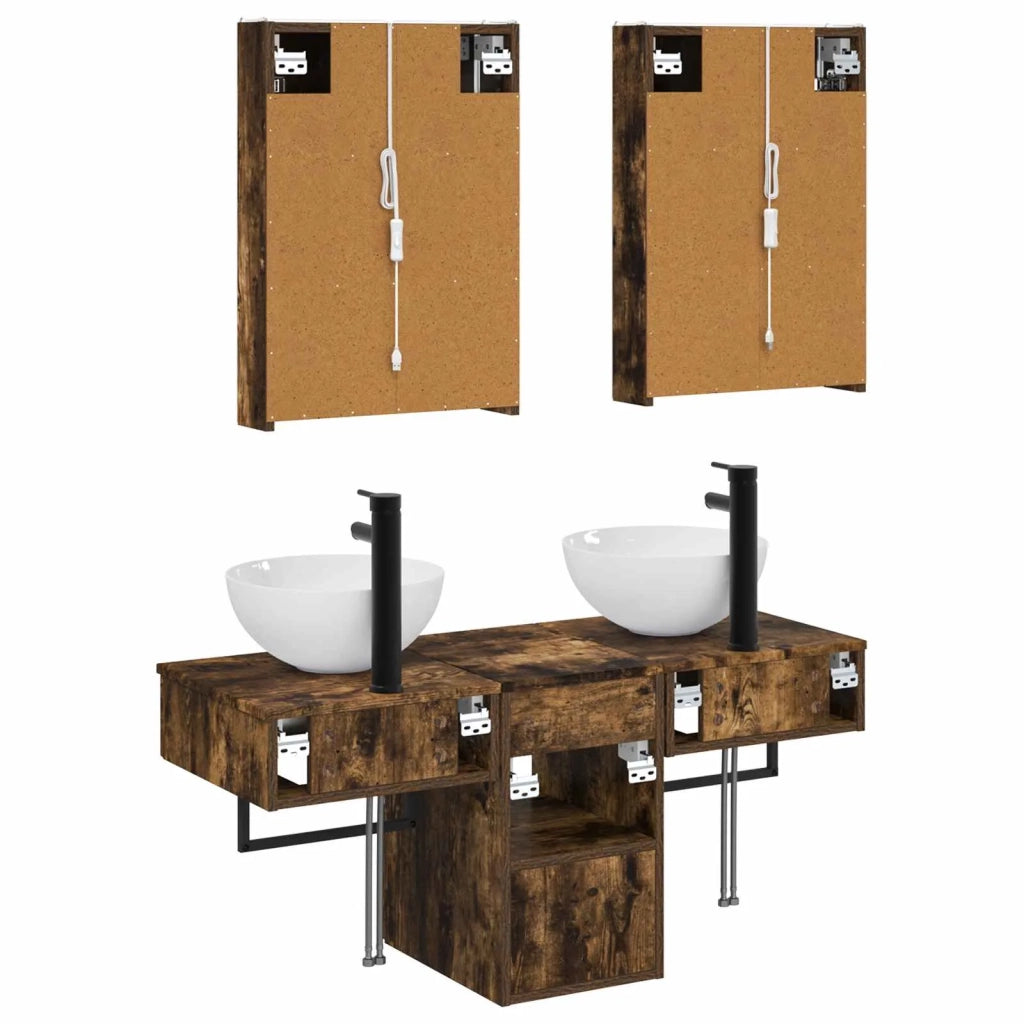 Set di Armadi da Bagno 5 pcs Rovere Fumo 43 x 11,5 x 60,5 cm 3406291