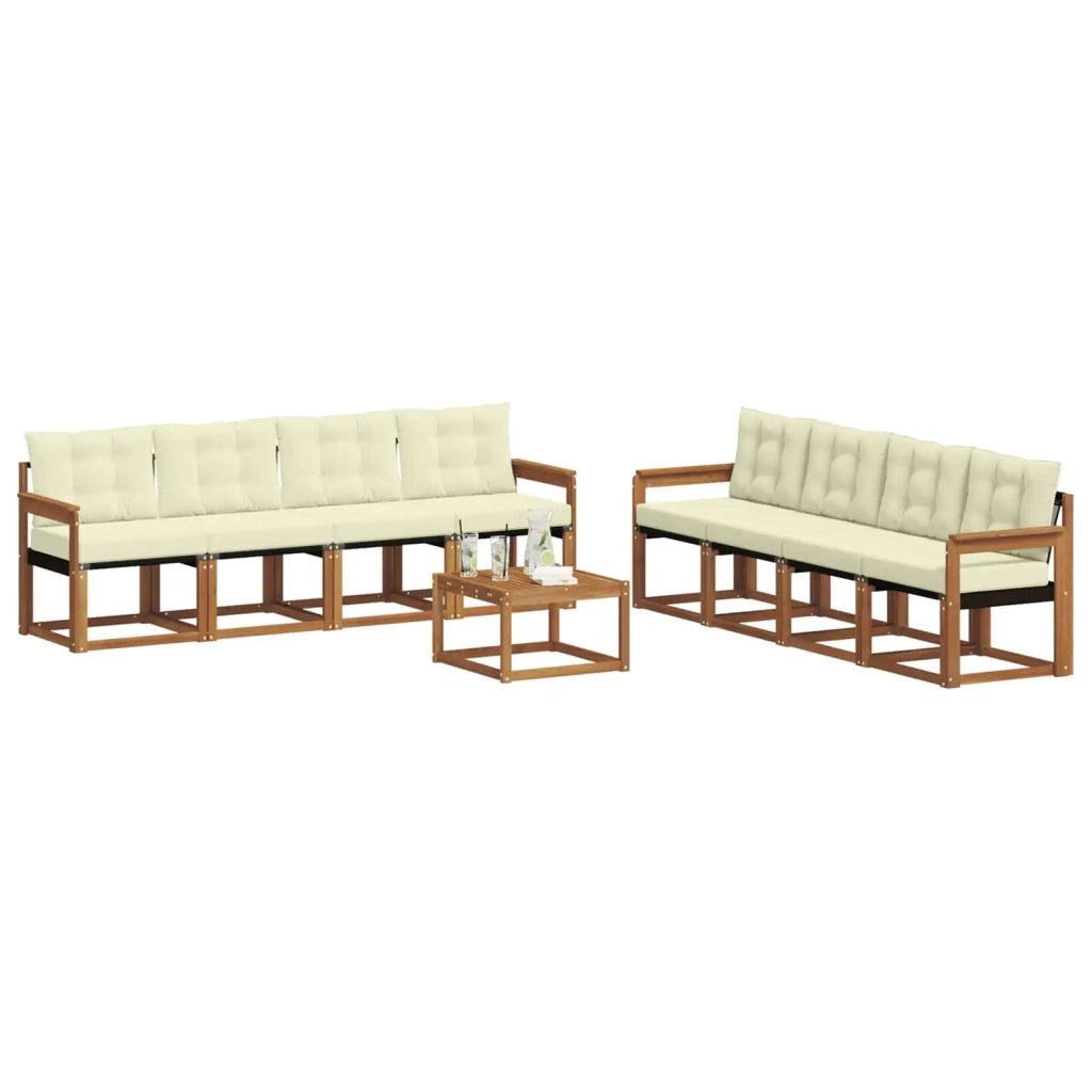 Set di divani da esterno con cuscino 9 pcs Naturale e Crema 3368513