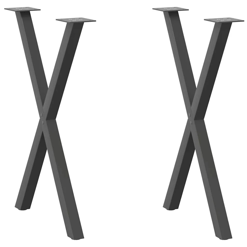 Set di 2 gambe per tavolo da pranzo a forma di X robuste e regolabili 57 x 72 cm stile moderno acciaio antracite 02_0057187