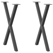 Set di 2 gambe per tavolo da pranzo a forma di X robuste e regolabili 57 x 72 cm stile moderno acciaio antracite 02_0057187