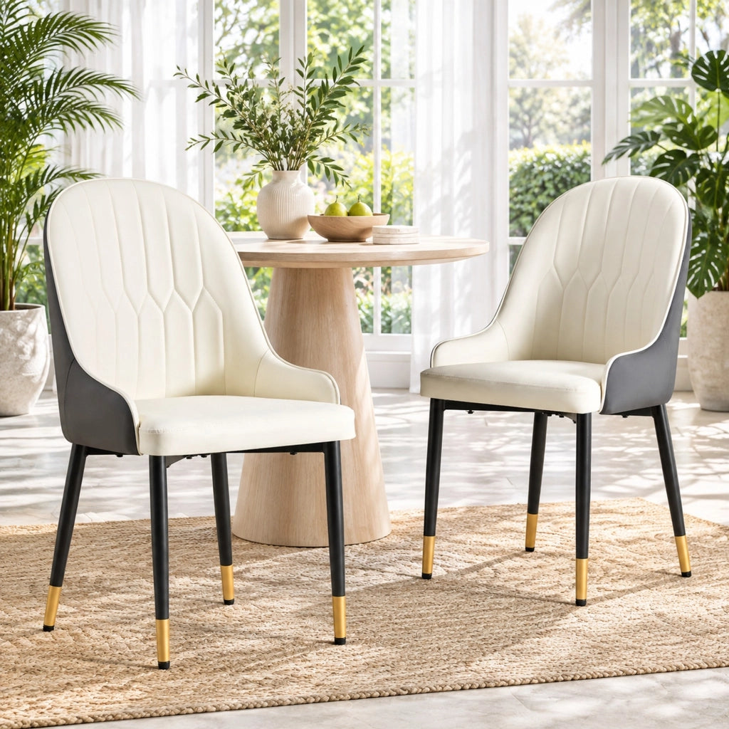 Set di 2 sedie da pranzo in PU bianco e grigio scuro