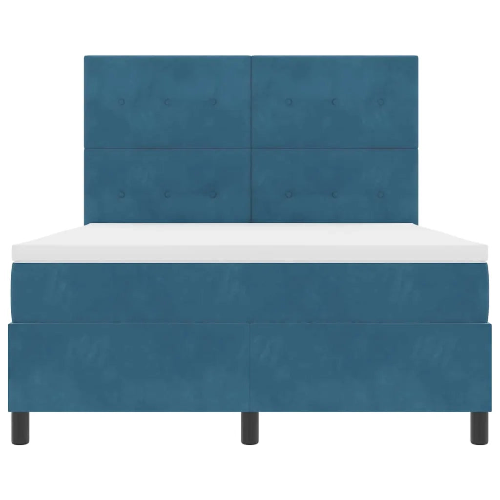 Letto a Sorgente LED Blu Scuro 160 x 200 cm Velluto 3343326